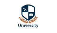 A black background with an image of a shield and the word university.